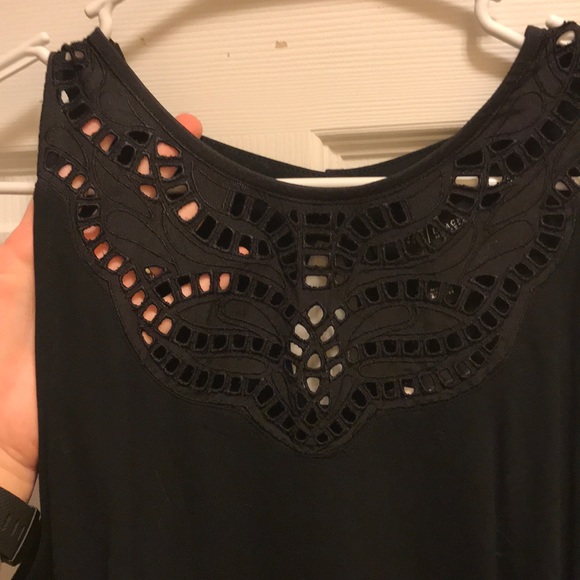 Black White House Black market top eyelet top l - Picture 2 of 5